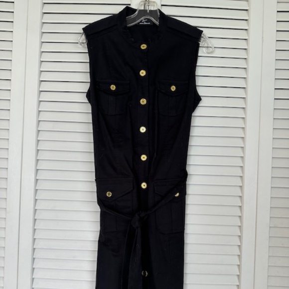 WOMEN'S LEMMIE FOR NINA LEONARD FRONT BUTTON BLACK DRESS WITH BELT,  SIZE: 8. - Picture 4 of 13